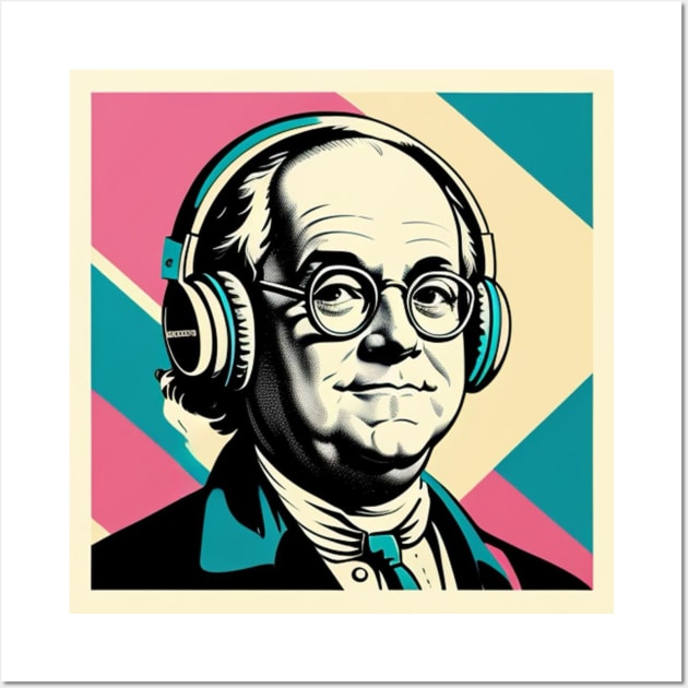 Benjamin Franklin 80s Retro Colors Music Genius Art Wall Art by musicgeniusart